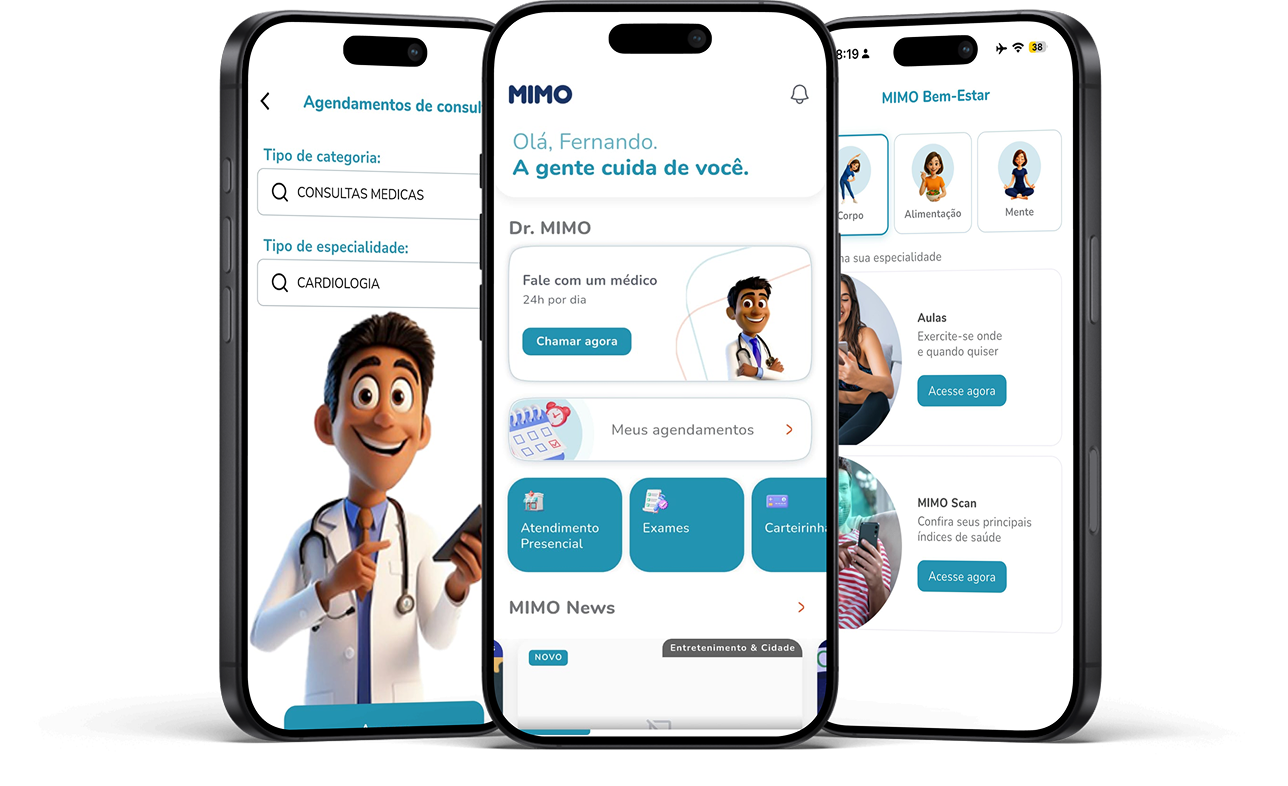 App MIMO em três iPhones
